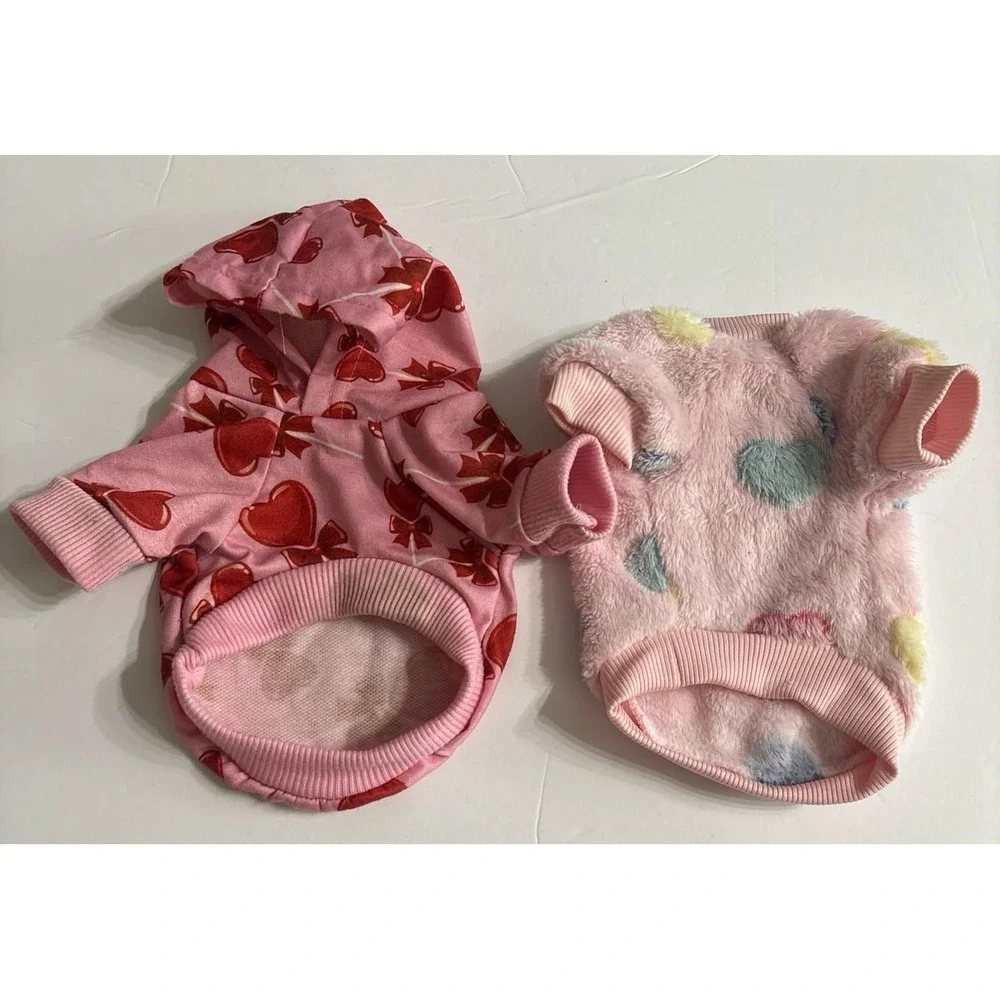 Dog Heart Shirt Bundle (XXS) Tea Cup Size, Valentines, Pink, Heart Lollipop, Fuz